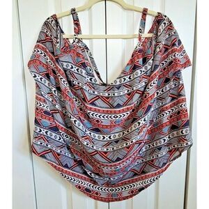 TORRID‎ 4 Cold Shoulder Blouse Top Size 4 Southwest Design Criss-Cross Back